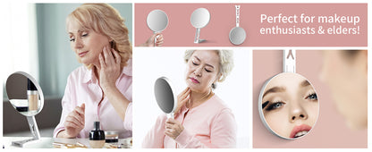 Magnifying Mirror 30X, Double Sided 30X /1X Large 5.5inch Travel Makeup Mirror, High Magnification Hand Mirror with Handle, Portable Magnified Mirror 30x with Stand for Precision Makeup Deep Cleaning