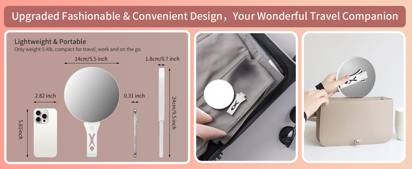 Magnifying Mirror 30X, Double Sided 30X /1X Large 5.5inch Travel Makeup Mirror, High Magnification Hand Mirror with Handle, Portable Magnified Mirror 30x with Stand for Precision Makeup Deep Cleaning