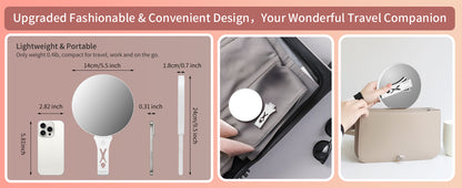 Magnifying Mirror 30X, Double Sided 30X /1X Large 5.5inch Travel Makeup Mirror, High Magnification Hand Mirror with Handle, Portable Magnified Mirror 30x with Stand for Precision Makeup Deep Cleaning
