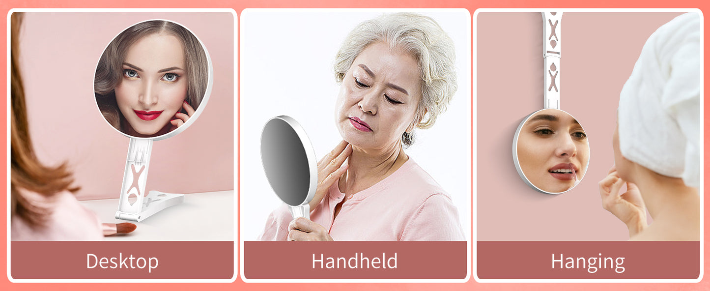 Magnifying Mirror 30X, Double Sided 30X /1X Large 5.5inch Travel Makeup Mirror, High Magnification Hand Mirror with Handle, Portable Magnified Mirror 30x with Stand for Precision Makeup Deep Cleaning