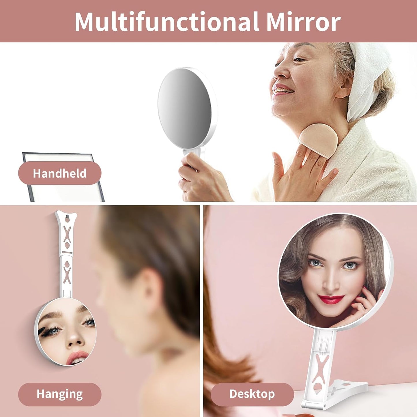 Magnifying Mirror 30X, Double Sided 30X /1X Large 5.5inch Travel Makeup Mirror, High Magnification Hand Mirror with Handle, Portable Magnified Mirror 30x with Stand for Precision Makeup Deep Cleaning