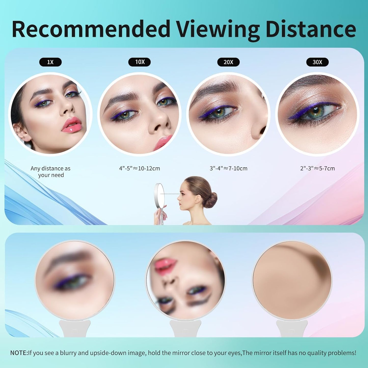 Magnifying Mirror 30X, Double Sided 30X /1X Large 5.5inch Travel Makeup Mirror, High Magnification Hand Mirror with Handle, Portable Magnified Mirror 30x with Stand for Precision Makeup Deep Cleaning