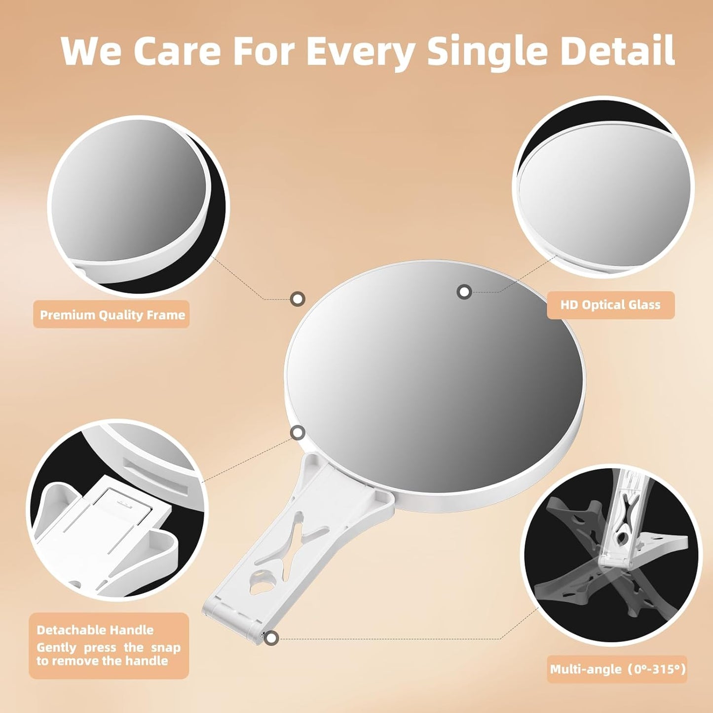 Magnifying Mirror 30X, Double Sided 30X /1X Large 5.5inch Travel Makeup Mirror, High Magnification Hand Mirror with Handle, Portable Magnified Mirror 30x with Stand for Precision Makeup Deep Cleaning