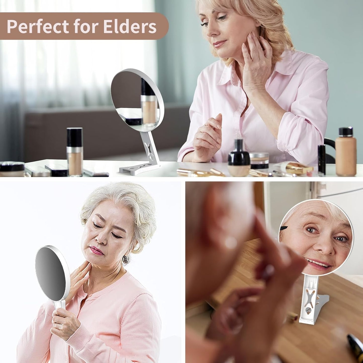 Magnifying Mirror 30X, Double Sided 30X /1X Large 5.5inch Travel Makeup Mirror, High Magnification Hand Mirror with Handle, Portable Magnified Mirror 30x with Stand for Precision Makeup Deep Cleaning