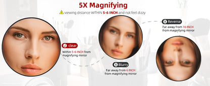 Round 30X Magnifying Mirror, 6inch Magnified Mirror with 3 Suction Cups, Compact Magnifying Mirror and Tweezers, 30X Travel Magnification Mirror for Makeup,Shaving,Blackhead Blemish Removal(Black-30X)