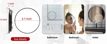 Round 30X Magnifying Mirror, 6inch Magnified Mirror with 3 Suction Cups, Compact Magnifying Mirror and Tweezers, 30X Travel Magnification Mirror for Makeup,Shaving,Blackhead Blemish Removal(Black-30X)