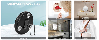 Magnifying Mirror with Light, Large 6" Rechargeable Lighted 30x Magnified Mirror with Suction Cups & Table Stand, 3 Color Modes Dimmable Light up Travel Magnifying Makeup Mirror High Magnification