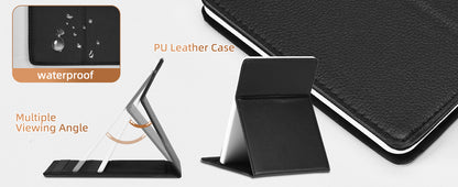 Lighted Travel Makeup Mirror with Round 10X & 20X Magnifying Mirror, PU Leather Vanity Mirror with Lights with 2000mAh Battery, LED Tabletop Cosmetic Mirror of 8 * 5.5inch