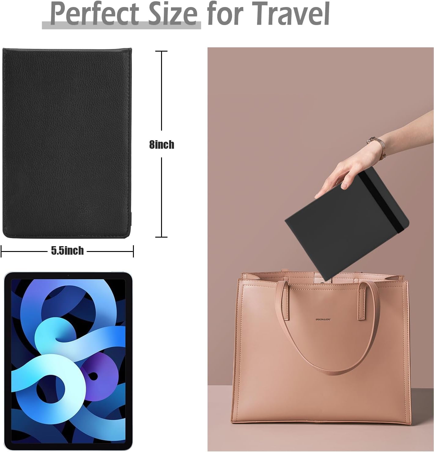 Lighted Travel Makeup Mirror with Round 10X & 20X Magnifying Mirror, PU Leather Vanity Mirror with Lights with 2000mAh Battery, LED Tabletop Cosmetic Mirror of 8 * 5.5inch