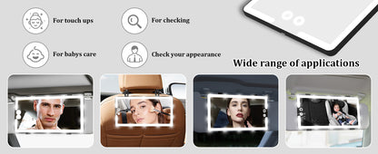 Led Car Sun Visor Vanity Mirror, Upgraded Car Mirror with Lights,Large Dimmable Light up Vanity Makeup Mirror for Car,Rechargeable Universal Rear View Mirror for Car Visor