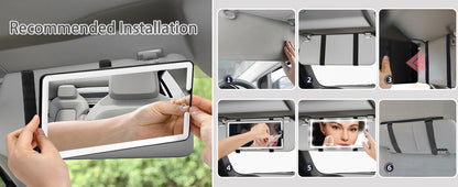 Led Car Sun Visor Vanity Mirror, Upgraded Car Mirror with Lights,Large Dimmable Light up Vanity Makeup Mirror for Car,Rechargeable Universal Rear View Mirror for Car Visor